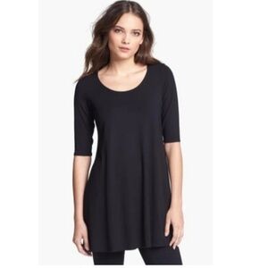 Eileen Fisher Black Half Sleeve Jersey Tunic Size XS